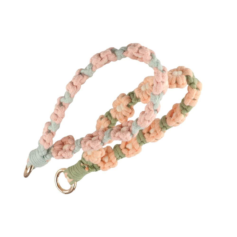 Phone Wristband Weave Daisy Flower Keychain Crochet Macrame Wristlet Hanging Accessory
