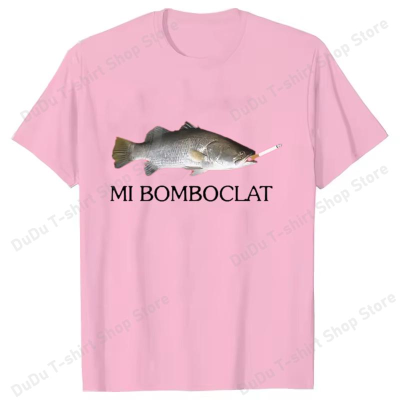 Funny Bomboclat Fish Meme Tshirt High Street Fashion Trend Y2k Short Sleeve Tshirts Women Unisex Harajuku Vintage Style T Shirts