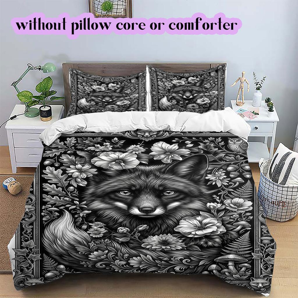 Black white animals Pattern Bedding,Quilt Set Quilt Cover Pillowcase Home Birthday Gift (1*duvet cover+2*pillowcase,without core)