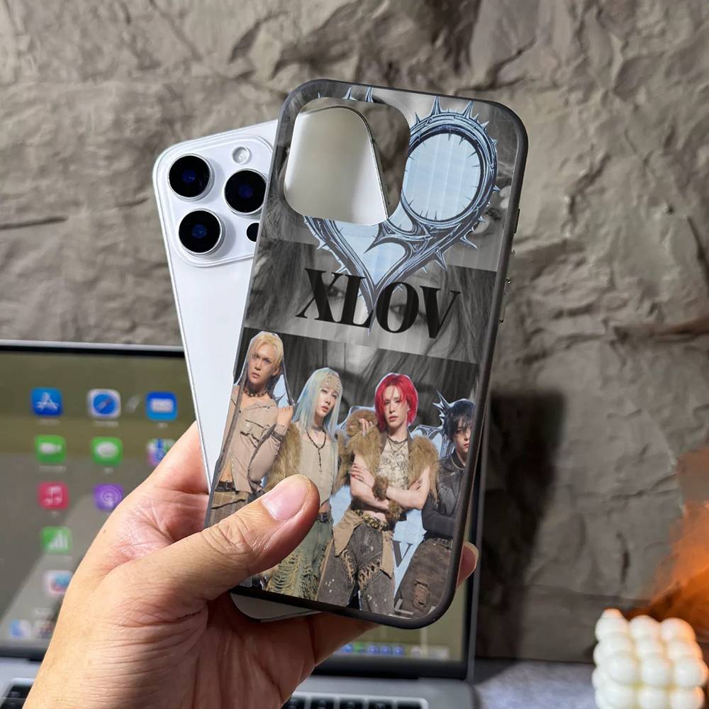 Popular Logo X-XLOV Corrugated Stripe Phone Case For IPhone 17 16 15 14 13 12 11 Pro Max Plus Pro Shockproof Cover