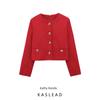 Kaslead Новая женская одежда Западный стиль Мода Декоративные текстурные блейзеры с золотыми пуговицами 9052719