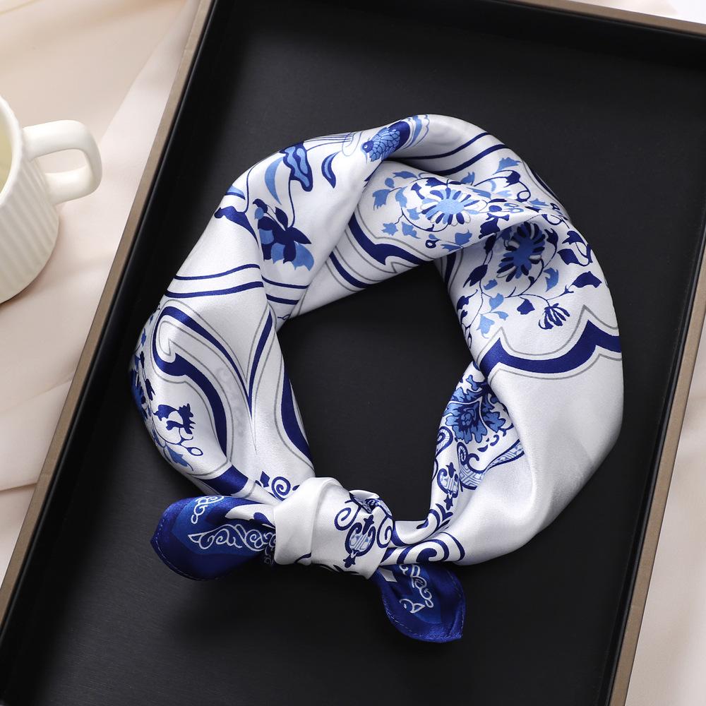 Spring And Summer Satin Long Scarf For Women Sunscreen Shawl Fashionable Beauty Scene Satin Long Scarf Versatile Travel Scarf