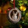 5Pcs Christmas Animal Ornaments 2D Acrylic Cute Wildlife Pendant Raccoon Owl Squirrel Hedgehog Bird Tree Hole Wood Texture Hanging Decorations