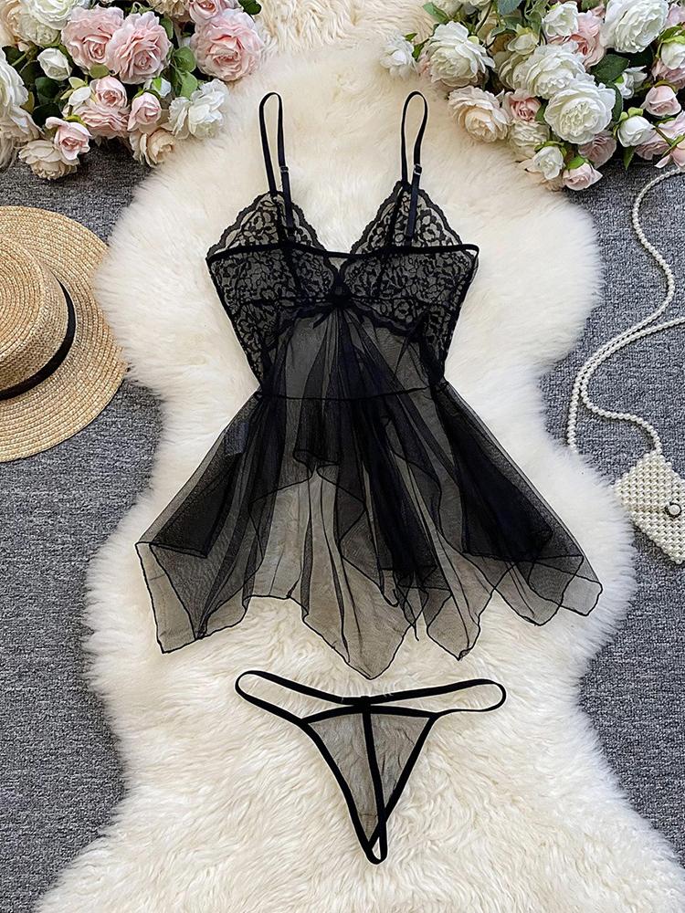 Сексуальное нижнее белье Глубокое V Кружевная сорочка Женское белье Чувственный шелковый мягкий халат Цвет рыбьей чешуи Без бретелек Ночная сорочка Эротическая одежда