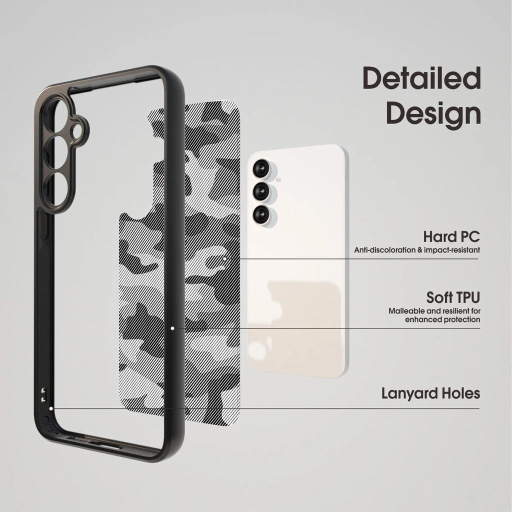 (Comes with wrist strap)IBMRS for Samsung Galaxy A55 5G Case,Camouflage Hard Back Soft edgesTransparent PC+TPC Shockproof Protective Cover Phone Case