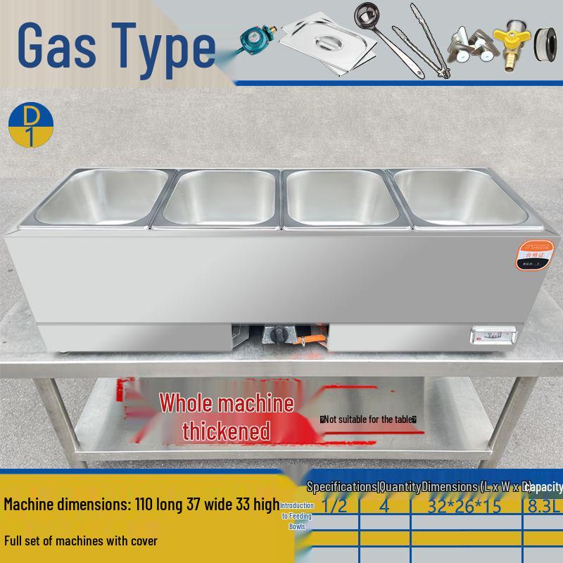 Commercial Gas-Powered Countertop Warming Table with Soup Pot for Fast Food Stalls