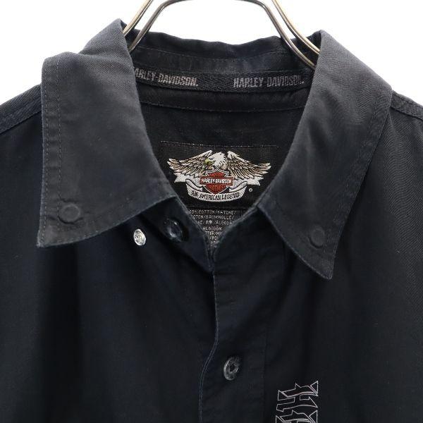 Harley Davidson Back Print Short Sleeve Button Down Shirt L Black Series Men's Used