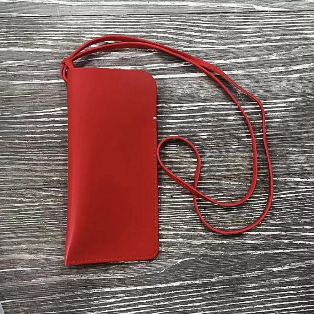 Hanging Neck Outdoor Glasses Storage Bag Solid Color Women Eyeglass Cover Sunglasses Storage Clip