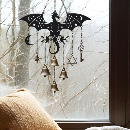 Exorcism Lucky Wind Chime Metal Bat Dragon Wind Bell Butterfly Eagle Wind Catcher Wall Window Hanging Ornament for Home Garden Patio Decoration