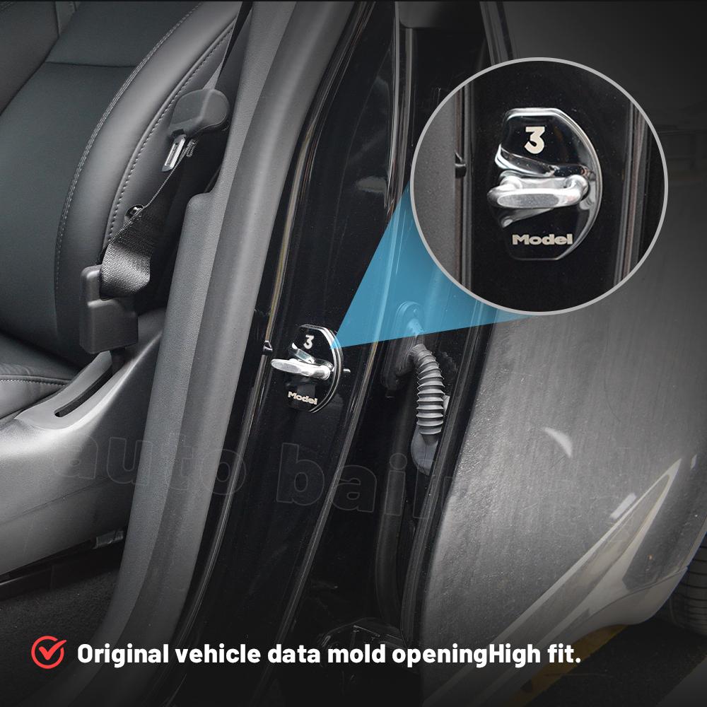 Для Tesla Model 3 2023 2022-2017 автоаксессуары автомобильный дверной замок Пряжка наклейки крышка дверной замок черный алюминий