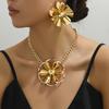 Simple Fashion Light Luxury Flower Necklace Earrings Women's Personality Exaggerated Stud Earrings Design Versatile Neck Chain