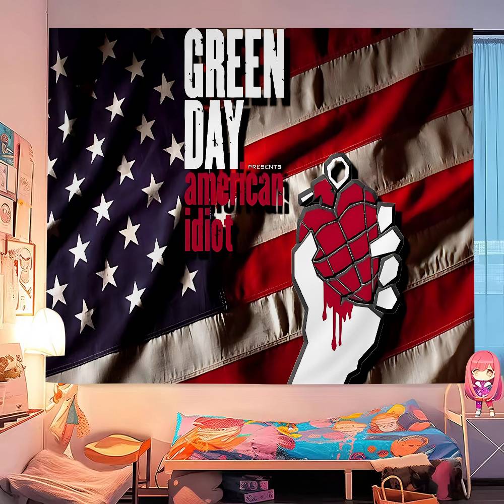Green Day Музыка Рок-группа Диаграмма Гобелен Домашний Декор Хиппи Бохо Декор Гадание Настенное Украшение Домашний Декор