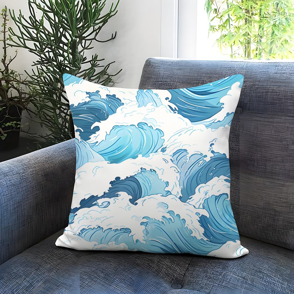 Light blue ocean ripple Cushion Cover Comfortable Reversible Pillow Cover Ideal for Car Sofa Bedroom Beyond