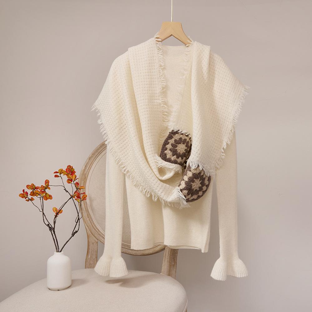 2025 Autumn/Winter Cashmere Patchwork Crochet Scarf & Shawl for Men and Women