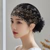Elegant Embroidered Lace Beaded Headscarf - Versatile Floral Design for All Seasons