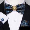 Галстук-бабочка для мужчин, шелковый галстук-бабочка с рисунком пейсли, набор запонок в клетку