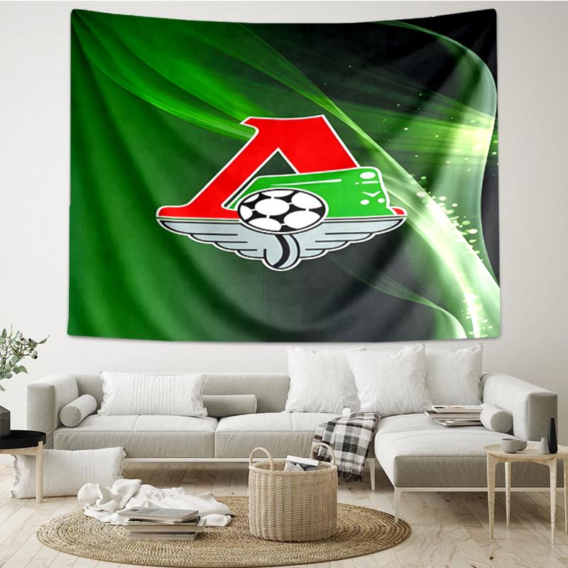 1PC Green And Red Soccer Emblem Printed Tapestry Room Decoration Wall Hanging for Living Room Bedroom, dormitory, Birthday and Christmas gifts