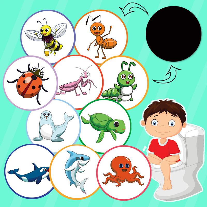 Наклейка для унитаза, меняющая цвет, термохромная наклейка для унитаза, обучающая писсуару, водонепроницаемая наклейка, меняющая цвет, для детского горшка