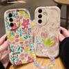 Арт Масляный Цветок С Цепочкой Ремешок Шнурок Чехол Для Samsung Galaxy A56 A36 A16 A17 A07 A06 A55 A35 A15 A05 A54 A52 Силиконовая Крышка
