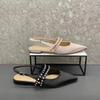 Fashion 2024 New Hot Selling Crystal Sandals Women's Fashion Pointed Toe Sling-Heel Mules Women's Comfortable Flat Dress Sandals