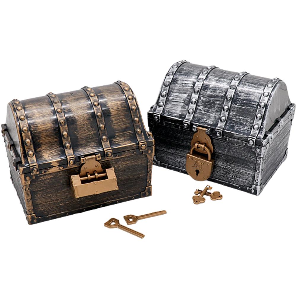 Kids Pirate Treasure Chest Treasures Collection Storage Box Vintage Pirate Jewelry Box for Friends