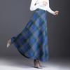 Женская шерстяная юбка с высокой талией и клетчатым принтом, юбка-трапеция, осень-зима, утолщенная юбка с большим подолом, повседневная одежда
