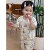 Cute Cartoon Cat Print Short-Sleeved Modal Romper for Infants and Toddlers in Summer