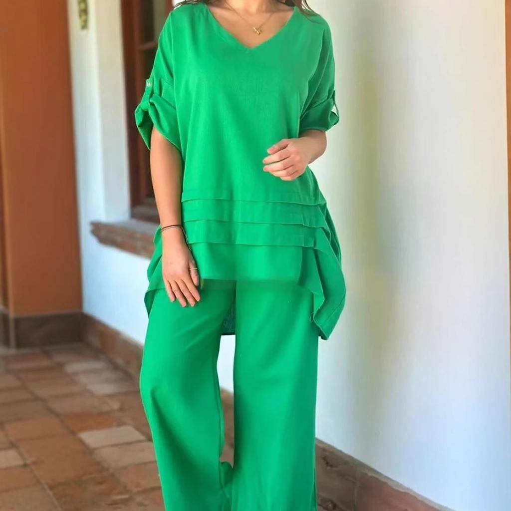 Весенний новый женский комплект из двух предметов: рубашка и брюки большого размера, рубашка, брюки с высокой посадкой, свободного кроя