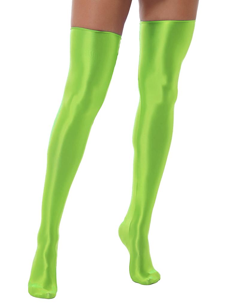 Female Lingerie Over Knee Socks Thigh High Stockings Solid Oil Shiny Smooth Elastic Stockings Women Knee High Socks