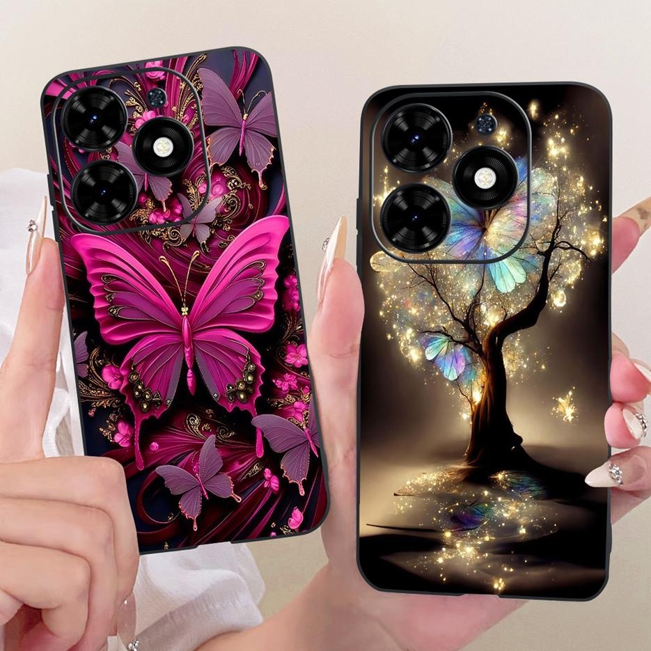 For Tecno Spark Go 2024 Case BG6 Beautiful Butterfly Tree Painted Cover Soft TPU Phone Case For Tecno Spark Go 2024 Fundas Coque