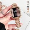 Apple Watch Series 8 7 41mm Ultra2 49mm 45mm uchun olmosli g'ilof+tasma iwatch 9 se 6 5 4 3 40mm 44mm 38mm 42mm uchun zanglamaydigan po'latdan yasalgan metall soat tasmasi