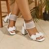 Advanced Sense Summer Heel Women's Sandals Shoes for Women 2025 New Buckle Strap Peep Toe Floral Square Heel Sandals