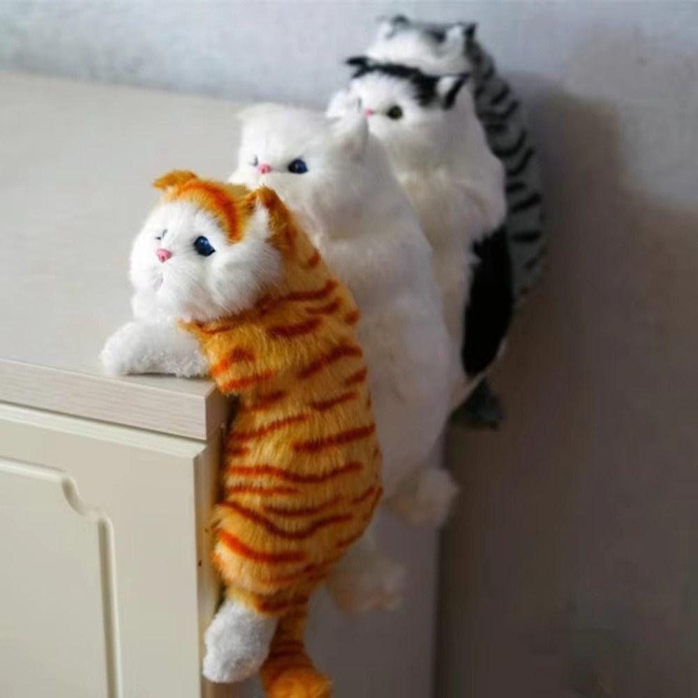 Furry Simulation Cat Hanging Ornament Realistic Fake Cat Model  for Desktop Decor