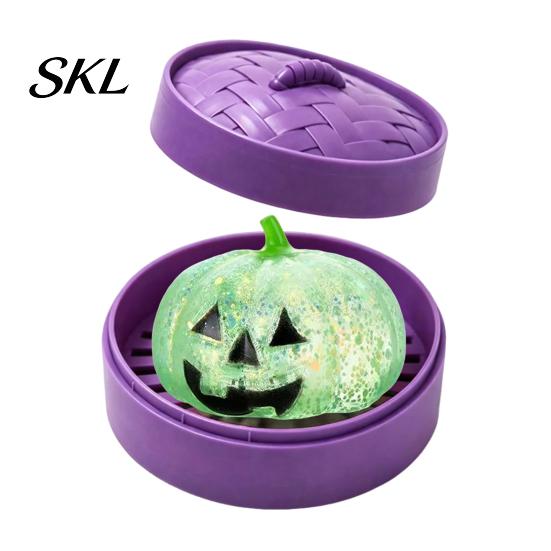 Safe Stress Ball Halloween Dumpling Relief Toy, Pumpkin Ghost Steamed Bun Squeeze Toy Sensory Fidget Party Favors Anxiety