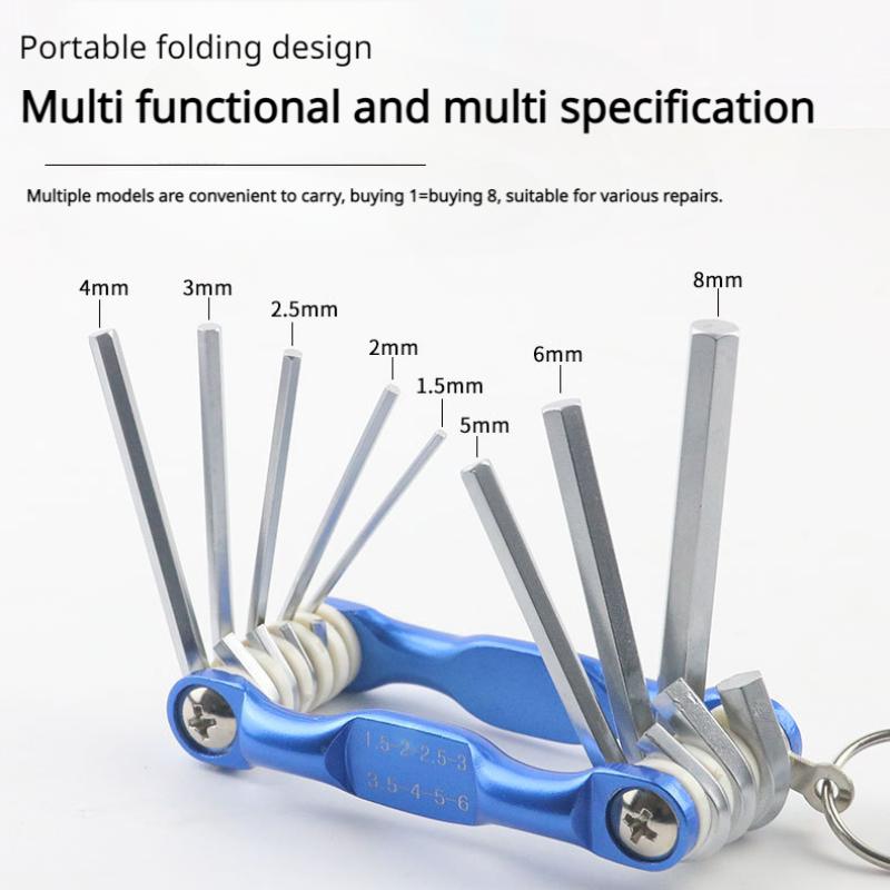 Folding Hexagon Wrench Set Hexagon Screwdriver Flat Head Allen Wrench Hand Tools Metal Portable Set