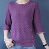 Three-quarter Sleeve Knitted Top Women's Early Spring Thin Loose Sweater Mid-sleeve Summer Bottoming Shirt