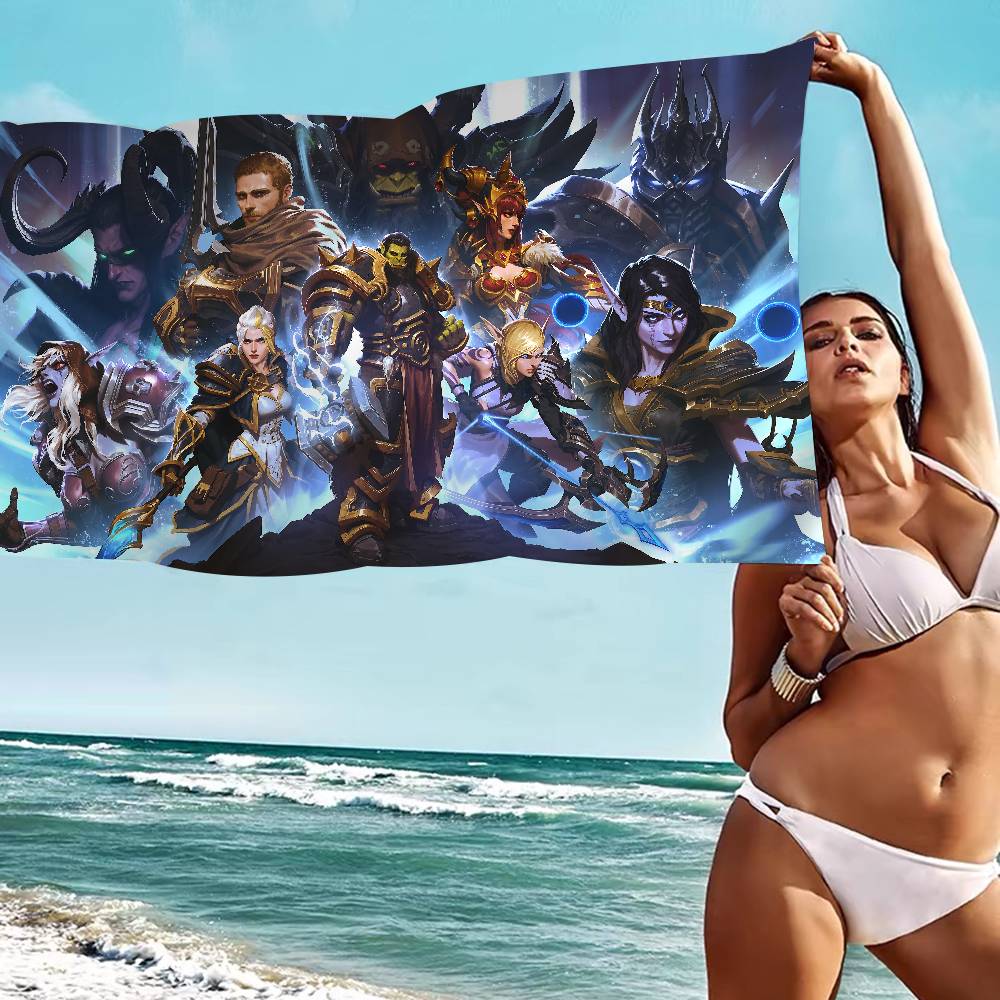 W-World Of W-Warcraft Game Microfiber Printed Beach Towel Mountain Climbing Yoga Beach Swimming Running Absorbent Soft Towel
