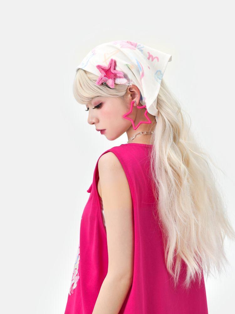 Rainbow Headscarf Dopamine Girls Wear Scarf Aesthetic Accessories Triangular Headscarf Graffiti Printed Scarves Sweet Cool Scarf