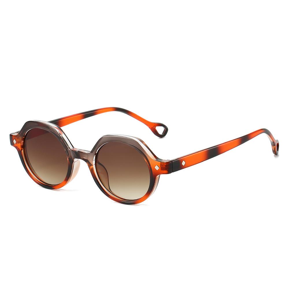 Retro Round Women Sunglasses Fashion Rivets Decoration Men Punk Shades Uv400 Leopard Sun Glasses