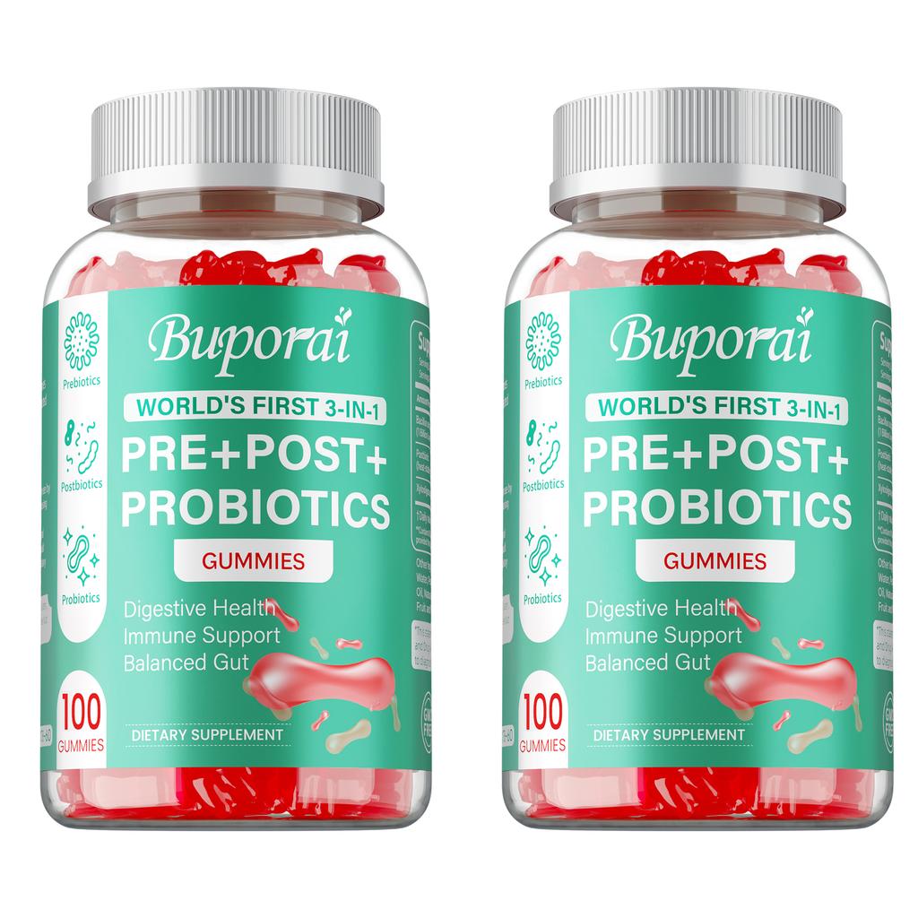 Probiotic gummies, containing a prebiotic blend, all-natural, nutritional supplement, suitable for adults.