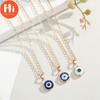 Hi Vintage Ethnic Round Turkey Evil Eye Necklace for Women Girls Gold Color Blue Eye Pendant Choker Clavicle Chain Turkish Jewelry