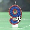 Football Children's Birthday Candles Number 0-9 Blue Sparkles Birthday Creative Soccer Candle for Boy Party Cake Top Decoration