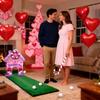 Valentine Day Golf Set Gingerbread Candy Cane Mini Golf Game Set with Club 6 Balls Valentine's Day Indoor Family Party Fun