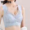 Сексуальное кружевное бесшовное нижнее белье в стиле жилета со сборками сбоку для сна без стального кольца, бюстгальтер большого размера