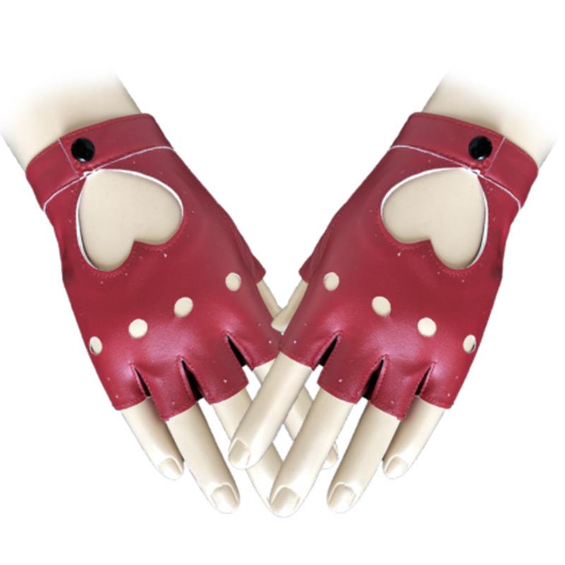 Fashion Half Finger Driving Women Comfortable Gloves PU Leather Fingerless Gloves For Women Black Red White Punk Glove