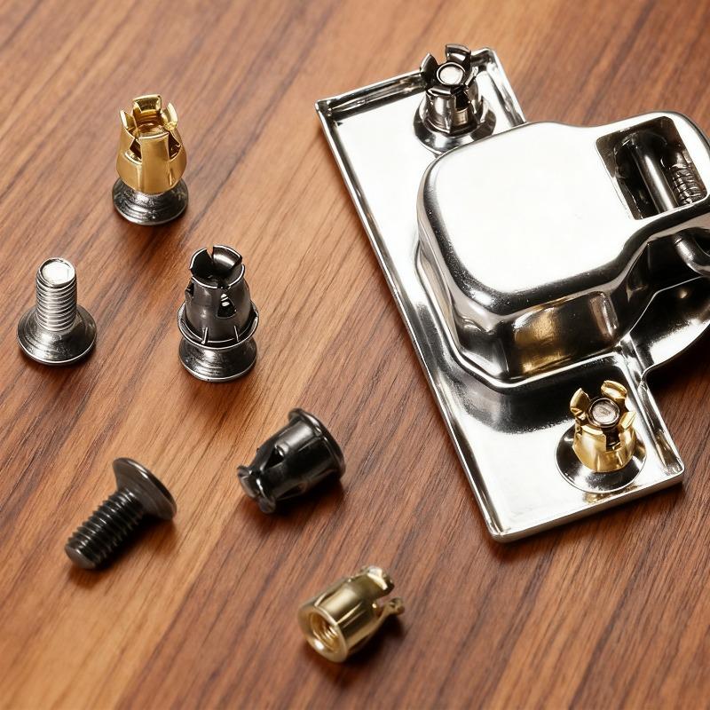 100/10x Strong Hardware Expansion Nut Cabinet Hinge Mounting Kit Sturdy Easy Install Tool Drawer Door Repair Fastener Furniture