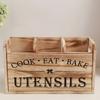 Rustic Wood Kitchenware Rack - Three Cutlery Boxes, Countertops and Wall Mounted Storage for Cooking, Eating and Baking Tools