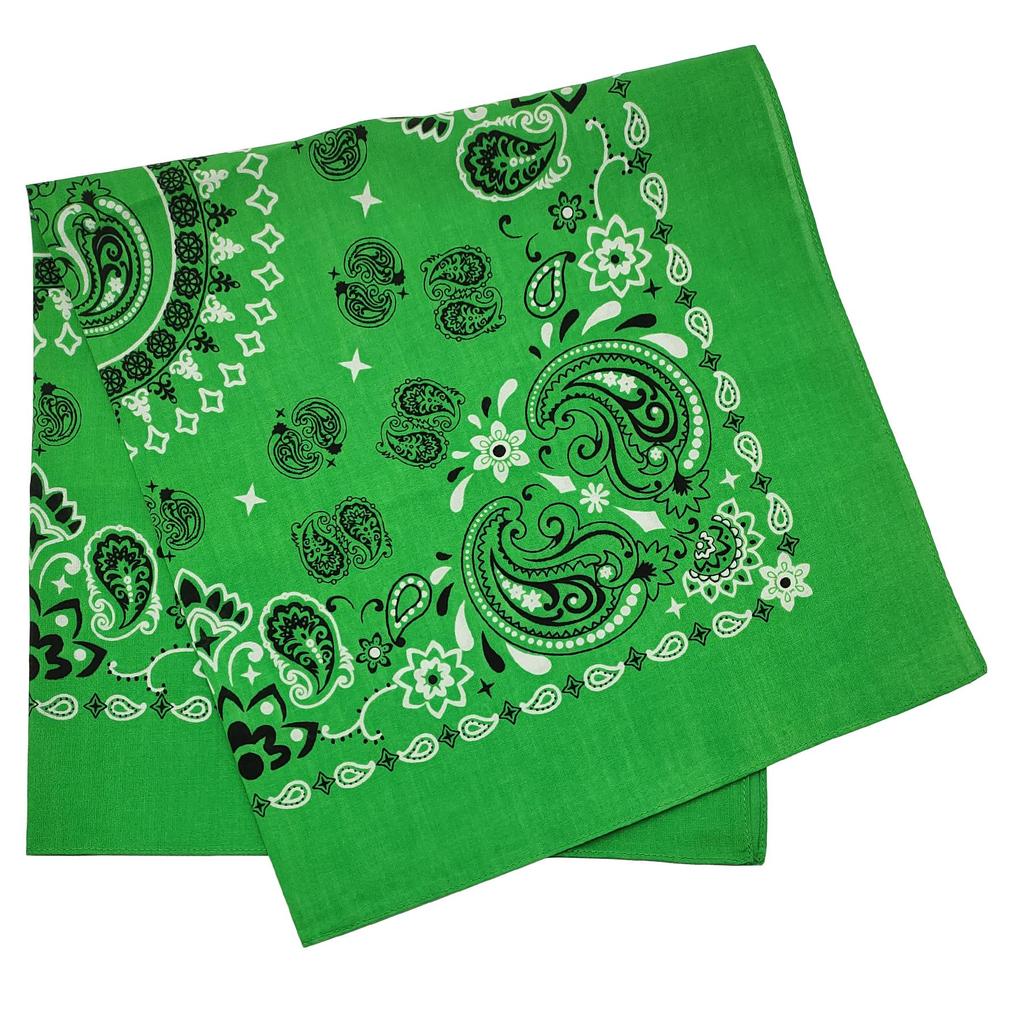 Trifong Paisley Bandana Green Cotton 100% Quick Dry Fade Resistant 55cm x 55cm
