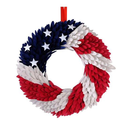 Венок ко Дню независимости США, патриотический, красный, белый, синий, венок с флагом США, настенная гирлянда для входной двери, украшение на праздник 4 июля