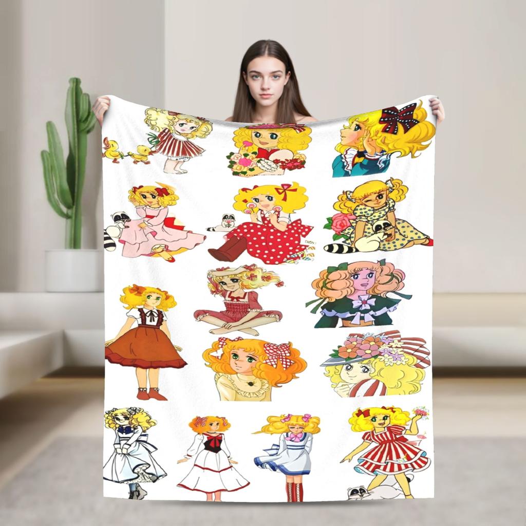 Candy Candy And Terry Anime Blanket Warm Soft Funny Plush Bedding Throws For Couch Bed Travel Flannel Bedspread Bed Cover